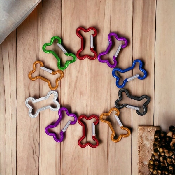 Bone Shape Carabiners (PACK 3) 5cm Clip Clasp Spring Hook Keyring Camping Karabiner Holder Craft Accessories