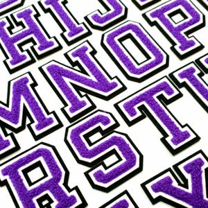 Purple 3D Chenille Letter Patch: 5cm Iron-On Varsity Alphabet Patches