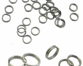 Thick Strong STAINLESS STEEL 10mm Keyring 'Split Rings' Key Chain Links Rhodium