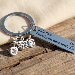 Personalised Motorbike Keyring, Ride Safe I Need You Here With Me, Motorcycle Keychain, Biker Gift for Him, Boyfriend Husband Dad Gift image 11