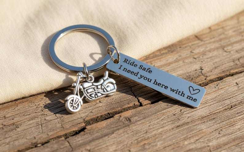Personalised Motorbike Keyring, Ride Safe I Need You Here With Me, Motorcycle Keychain, Biker Gift for Him, Boyfriend Husband Dad Gift image 11