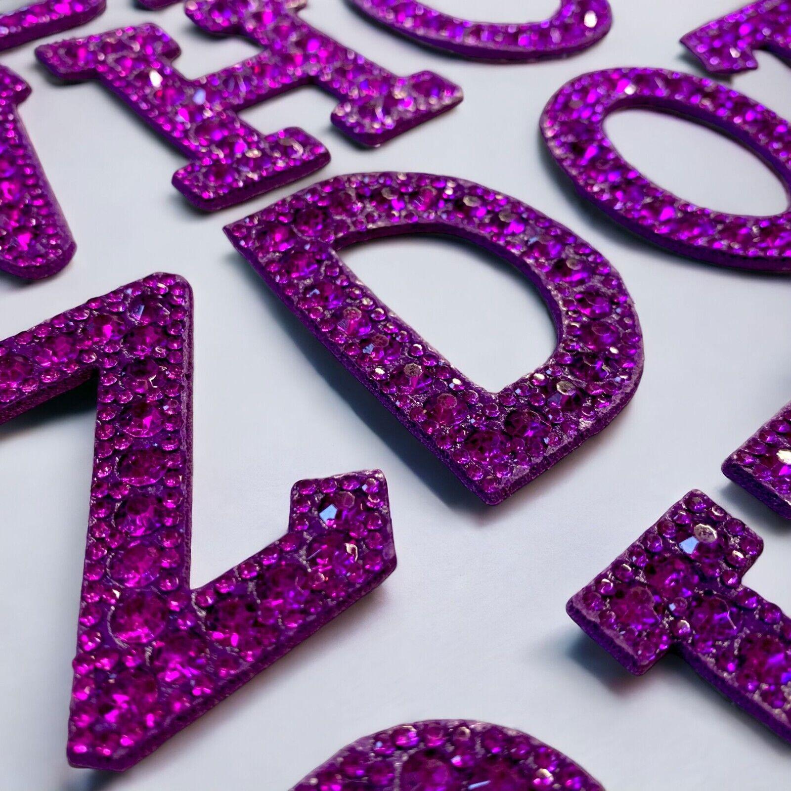 Purple Rhinestone Patch Letters Sparkle 5.5cm Patches Iron on Alphabet ...