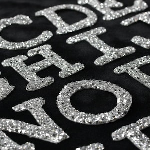 Silber Strass Sparkle Brief Patch 5 cm Patches Alphabet Stickerei Kleidung Aufnäher
