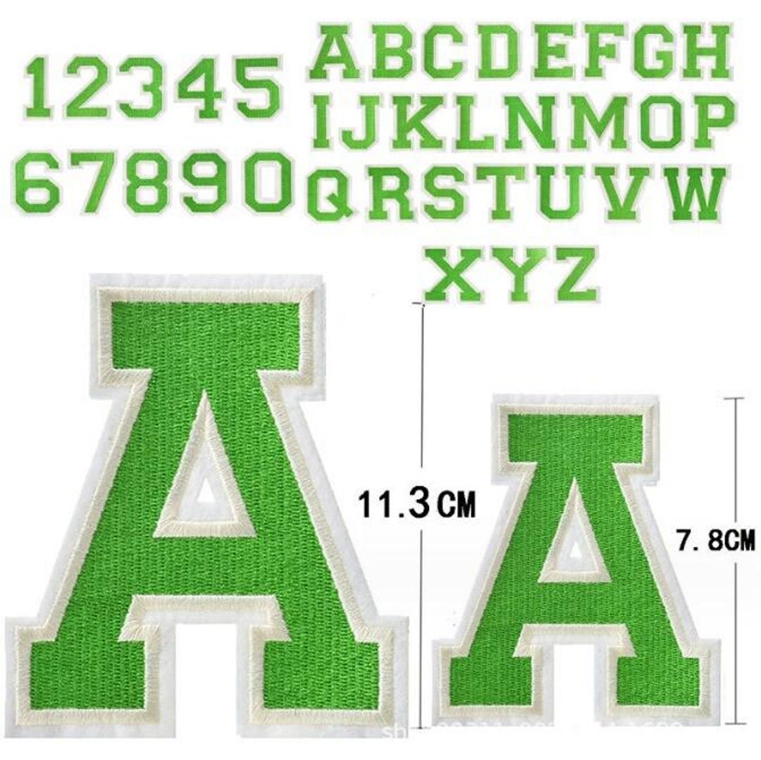 11.3cm Green White Embroidered Patch Letter Number Patches Iron on Sew ...