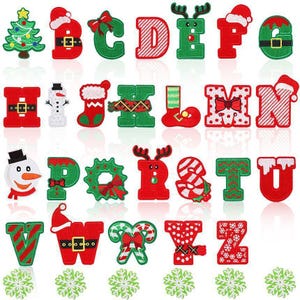 Parches con letras de Papá Noel para Navidad, parches rojos para planchar o coser, alfabeto bordado