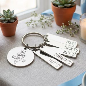 Llavero familiar personalizado, regalo de cumpleaños para mamá, mamá, abuela, mamá pertenece a, etiquetas personalizadas grabadas para papá, abuela, abuelo, amado por imagen 16