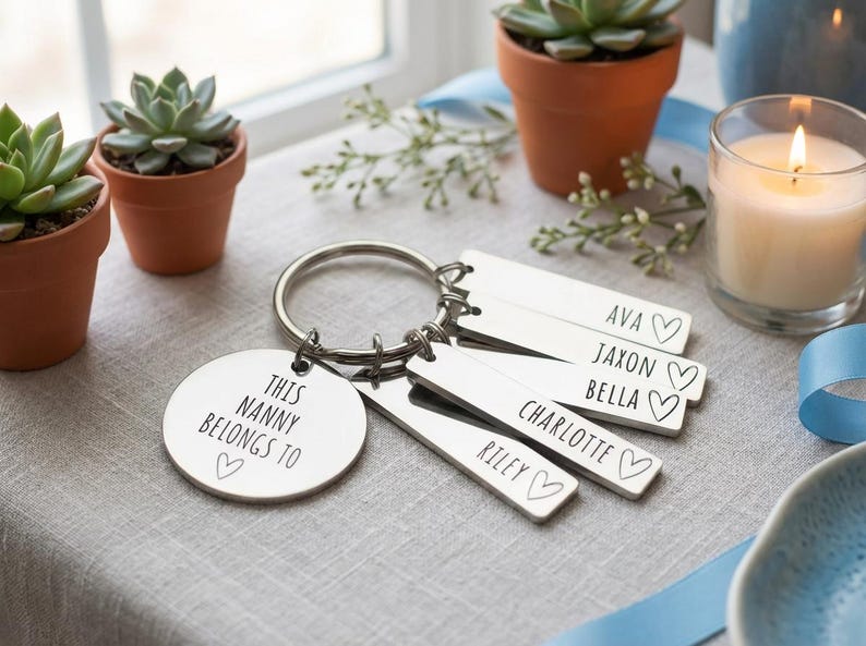 Llavero familiar personalizado, regalo de cumpleaños para mamá, mamá, abuela, mamá pertenece a, etiquetas personalizadas grabadas para papá, abuela, abuelo, amado por imagen 16