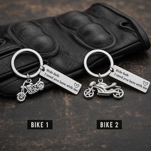 Personalised Motorbike Keyring, Ride Safe I Need You Here With Me, Motorcycle Keychain, Biker Gift for Him, Boyfriend Husband Dad Gift image 2