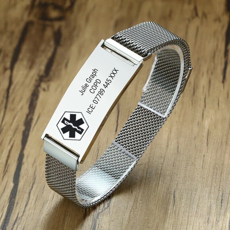 Customised Personalised Engraving Medical Alert Bracelet Etsy