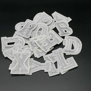 Silber Buchstabe Flicken Aufnäher zum Aufbügeln / Annähen Retro Alphabet Stickerei Kleidung