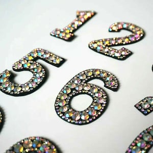 Rhinestone Sparkle Number 5.5cm Patch Patches Iron on Alphabet Embroidery Clothes