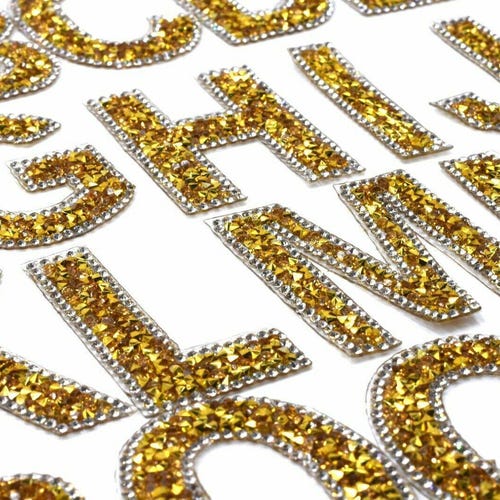Gold & Rhinestone Iron on Patch Gold Rhinestone Star Iron On Patch – Scratch Decor main image 3