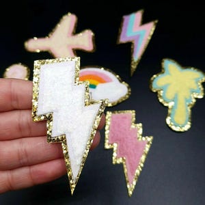 Plane Lightning Tree Rainbow Anchor Chenille Flamingo Palm Tree Applique Iron on / Sew on Patch Patches