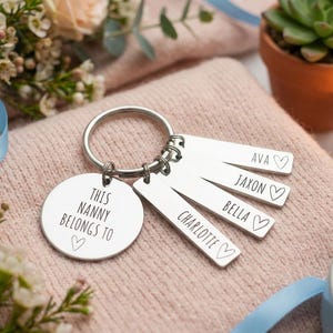 Llavero familiar personalizado, regalo de cumpleaños para mamá, mamá, abuela, mamá pertenece a, etiquetas personalizadas grabadas para papá, abuela, abuelo, amado por imagen 17