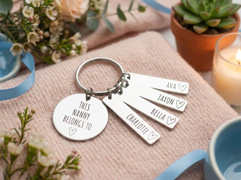 Llavero familiar personalizado, regalo de cumpleaños para mamá, mamá, abuela, mamá pertenece a, etiquetas personalizadas grabadas para papá, abuela, abuelo, amado por imagen 17