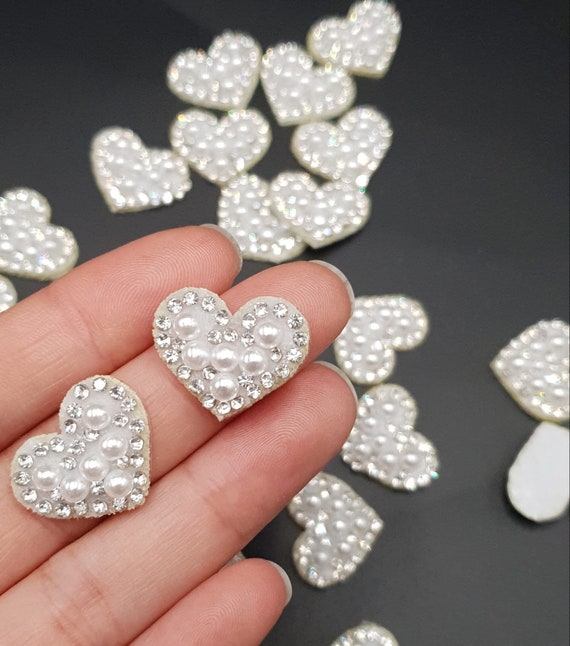 Hot Glue Bottom Cloth Sticker Star Sequins Iron Heart Iron on Rhinestones  for Clothing Iron on Patches Appliques Embellishments Embroidered Heart