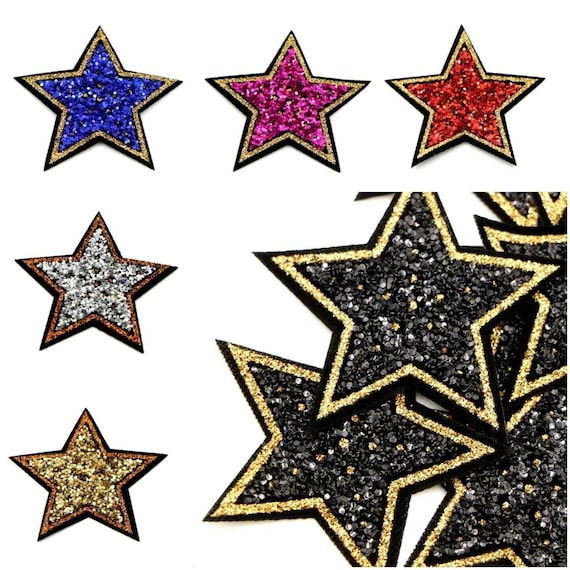 Iron on Metallic Star Patches in Gold or Silver, Small Embroidered Stars  for Christmas and Sewing 3cm Sold Individually 