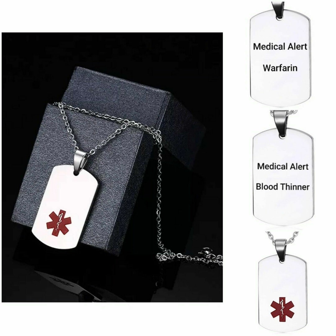 Blood Thinner Warfarin Medical Alert Necklace Stainless Steel Etsy