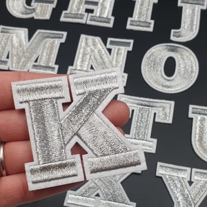 Grey 7.5cm Quality 3D Chenille Letter Patch Large Size Iron on Towel Patches  Sew on Alphabet Embroidery Clothes 