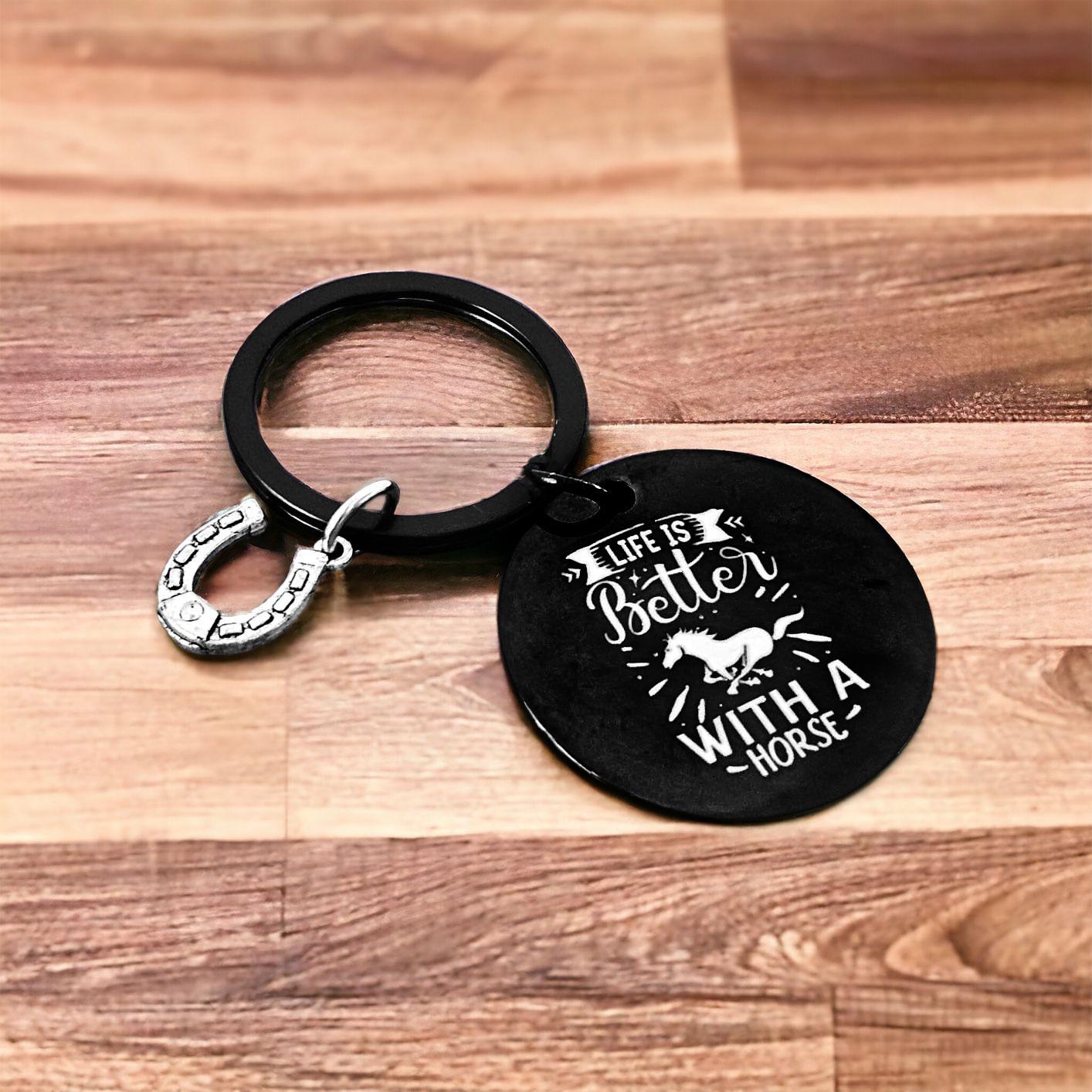 Portachiavi personalizzato con cavallo inciso: regalo equestre - Italia