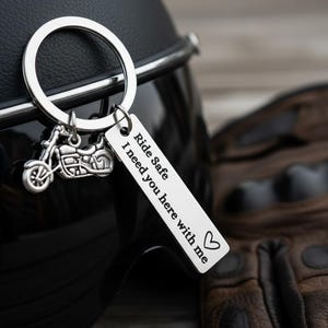 Personalised Motorbike Keyring, Ride Safe I Need You Here With Me, Motorcycle Keychain, Biker Gift for Him, Boyfriend Husband Dad Gift image 5
