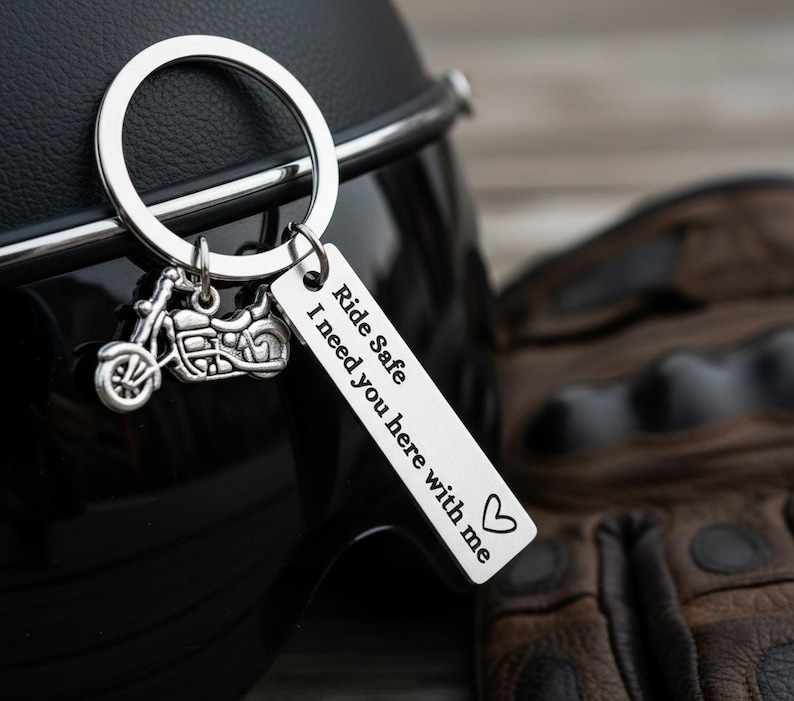 Personalised Motorbike Keyring, Ride Safe I Need You Here With Me, Motorcycle Keychain, Biker Gift for Him, Boyfriend Husband Dad Gift image 5