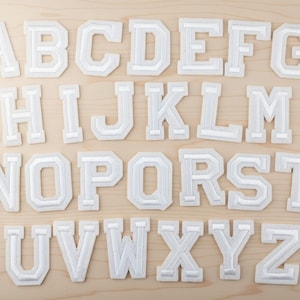 White Letter Patch Patches 5cm Iron on / Sew on Retro Alphabet Embroidery Clothes