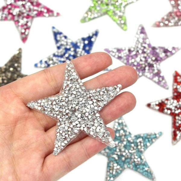 Rhinestone Sparkle Star Space Patch Patches Iron on Alphabet Embroidery Clothes