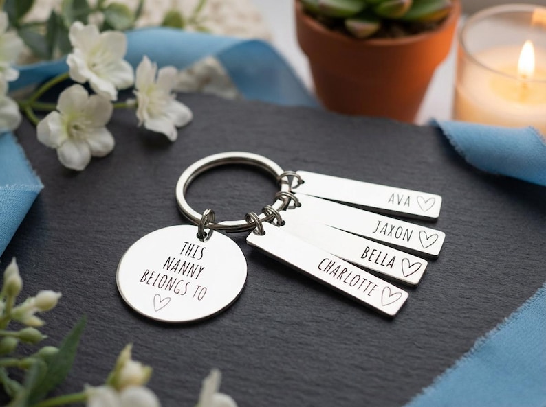 Llavero familiar personalizado, regalo de cumpleaños para mamá, mamá, abuela, mamá pertenece a, etiquetas personalizadas grabadas para papá, abuela, abuelo, amado por imagen 18