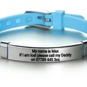 Bracelet enfant personnalisé gravé «Alerte perdue/manquante» S en acier