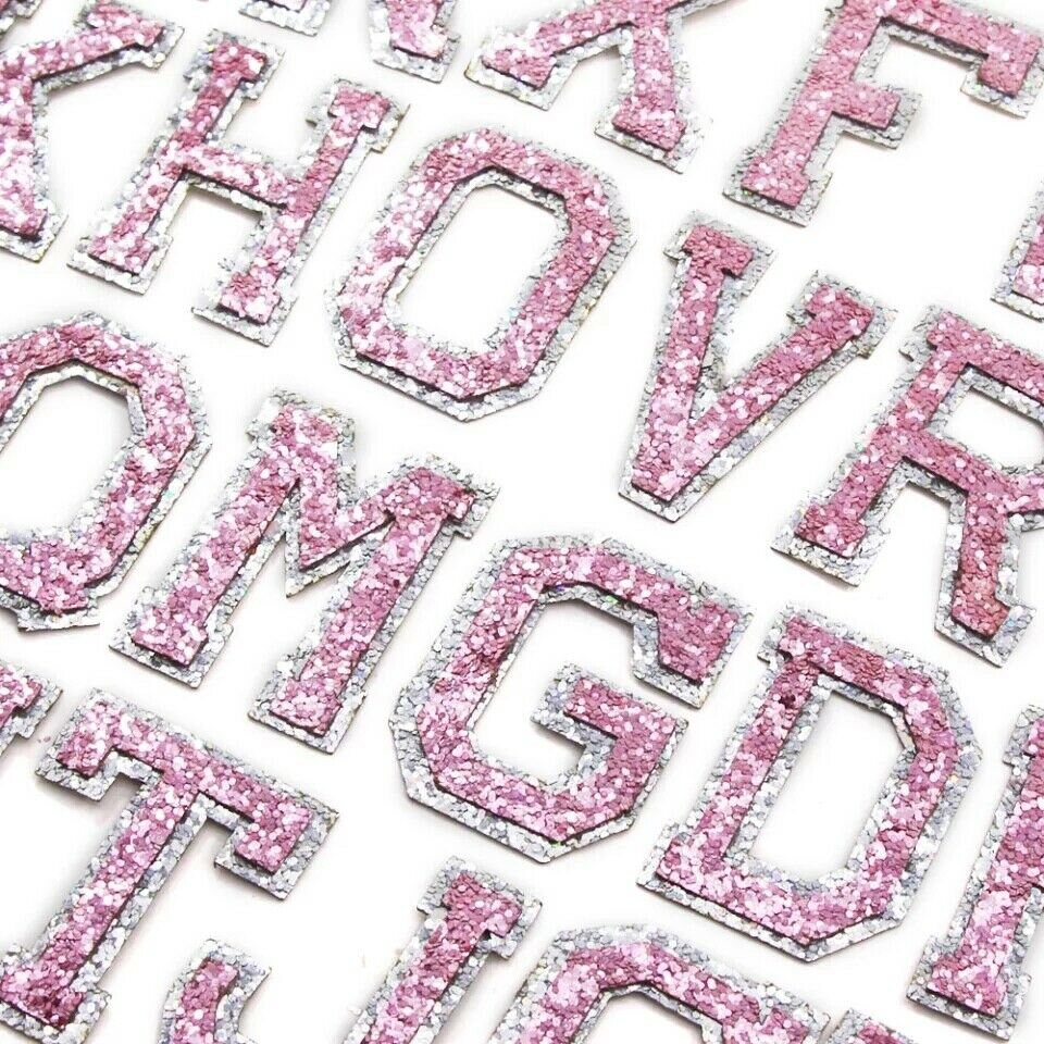 A-Z Pink Edged Sequin English Letter Combination Patch Embroidered