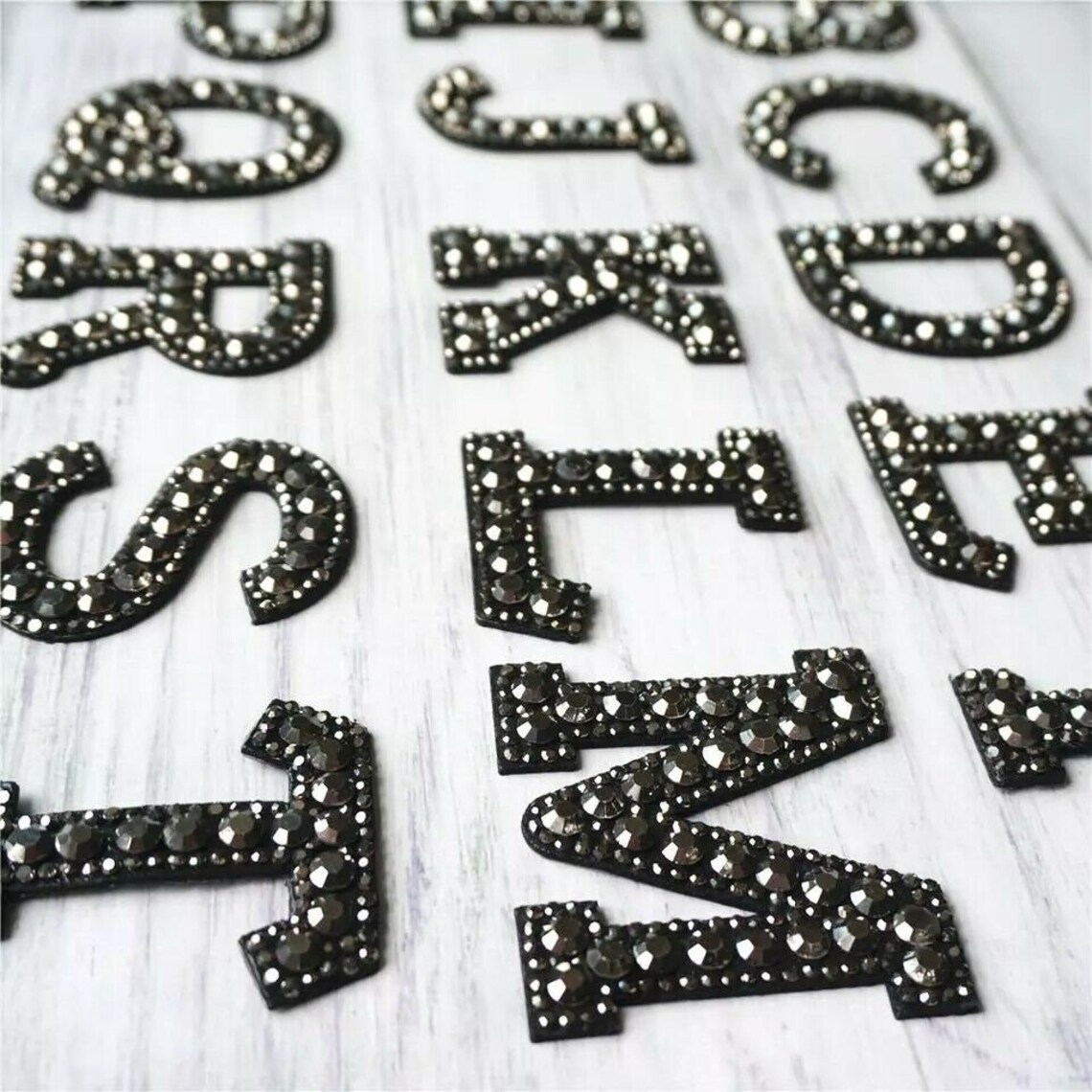 Rhinestone Sparkle Letter Patches Sew on Alphabet Embroidery Etsy