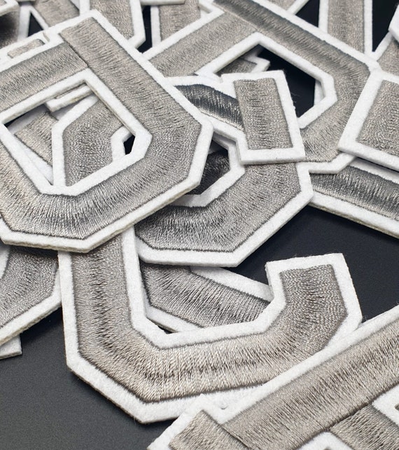 LARGE Grey Letter / Number Patch Patches 9.8cm Iron on / Sew on