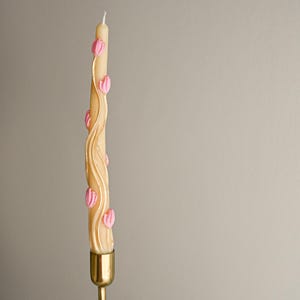 Set of Taper Candles with flower, Flower Taper Candles,  Hand painted Taper Candle
