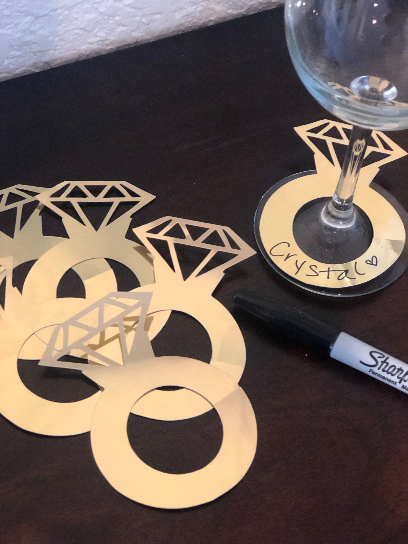 Gold Foil Diamond Ring Drink Tags set of 10 Bridal Shower Etsy