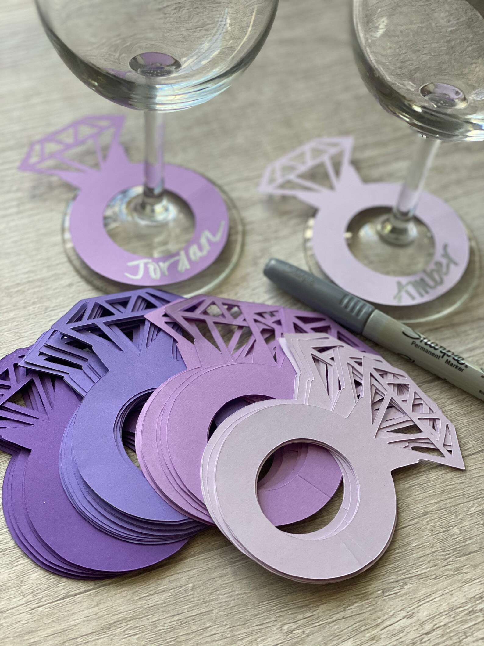 Diamond Ring Drink Tags set of 20 Bridal Shower Wine Tags Etsy