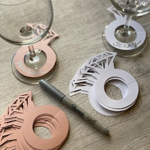 Diamond Ring Drink Tags (set van 20) | Bruids douche drink tags | Wijnglas Drink Tags | Goud
