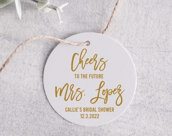 Cheers to the future Mrs. Favor Tags, Bridal Shower Champagne Tags, Bachelorete Party Wine Tags, Personalized Champagne Bottle Favor Tag