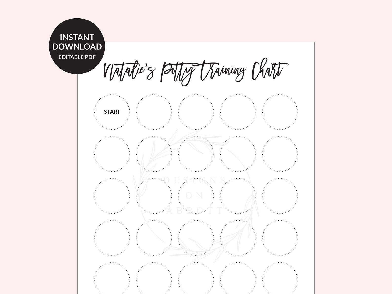 Digital Download Potty Training Chart Editable PDF Custom Potty ...