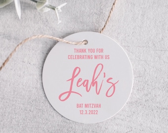Personalized Bar/Bat Mitzvah Favor Tags: Custom Thank You