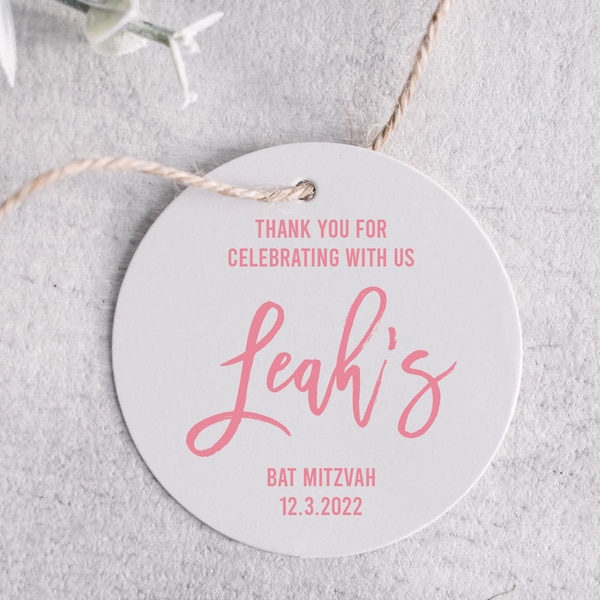 Personalized Bar & Bat Mitzvah Favor Tags, Bat Mitzvah Favor Tags, Personalized Thank You Tags, Coming-of-age ceremony Party Favor Tags