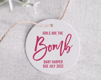 Girls are the Bomb Baby Shower Favor Tags, Personalized Thank You Tags