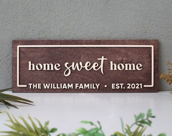 House Sign, Last Name Sign, Housewarming Gift, Custom Wood Sign, Entryway Decor, Wood Signs, Rustic Signs, Wall Decor, Home Sweet Home Sign