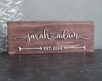 Custom Wooden Couple Name Sign in Cursive, Valentines Day Gift for Boyfriend, Girlfriend Gift, Gift for Husband, Gift for Wife, Couple Gift