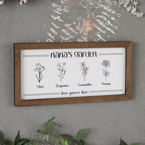 Grandma&#39;s Garden Birth Flower Personalized Gift for Grandma from Grandchildren Mothers Day Gift for Mom Custom Print, Gift For Grandma