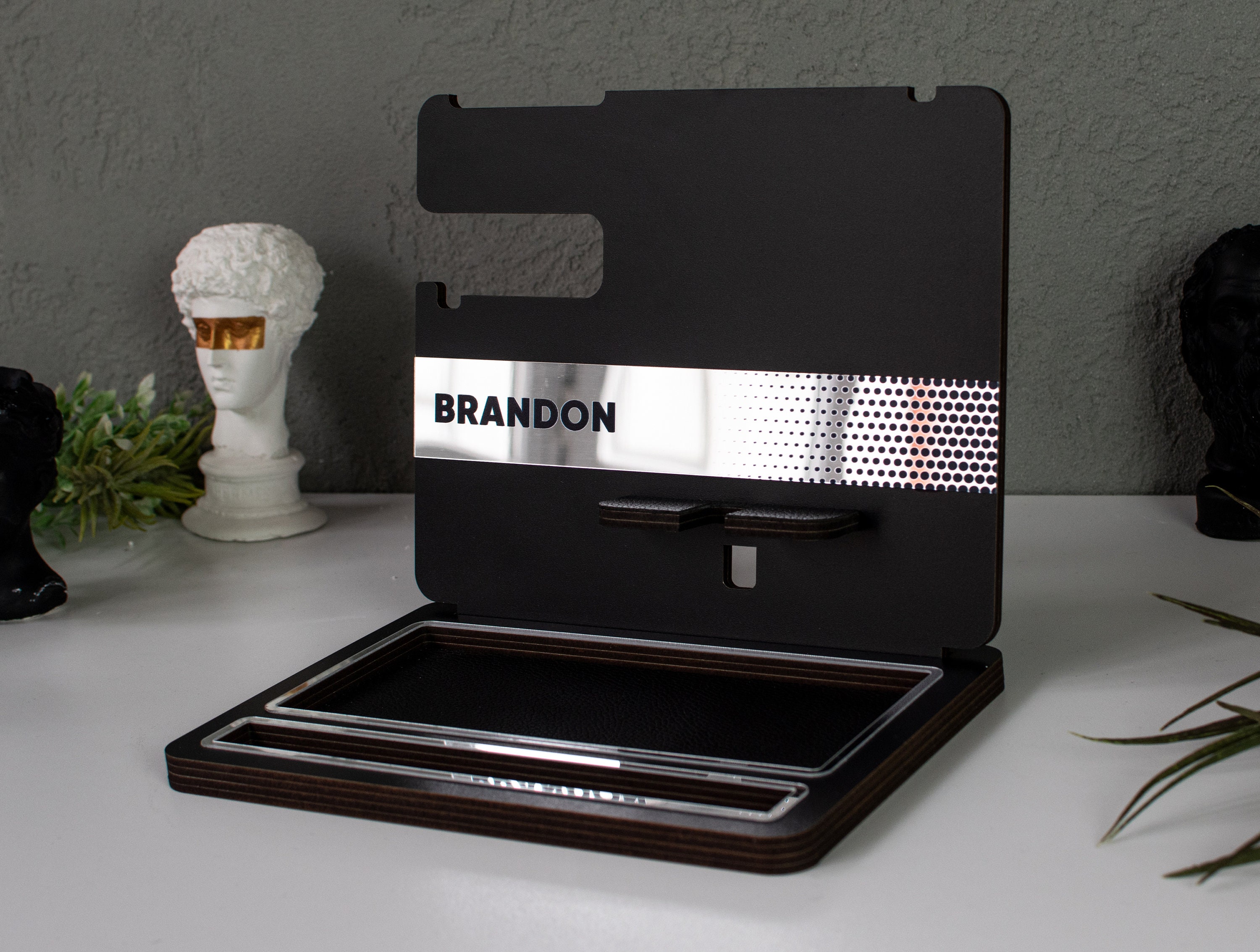 Black and Stylish Wooden Docking Station Just Because Gift for Men