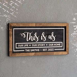This is Us Wood Sign, House Warming Gifts New home, Family Name Gift, This is Us Sign Personalized, Our Life Our Story Our Home Sign