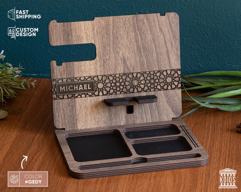 Nightstand Organizer Docking Station Men Office Decor Night Etsy