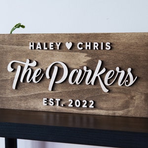 Custom Wedding Gift Last Name Sign Custom Wood Sign Established Sign Wedding Sign Family Name Sign Newlywed Present for Wedding image 3