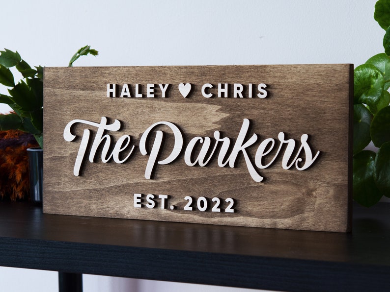 Custom Wedding Gift Last Name Sign Custom Wood Sign Established Sign Wedding Sign Family Name Sign Newlywed Present for Wedding image 3